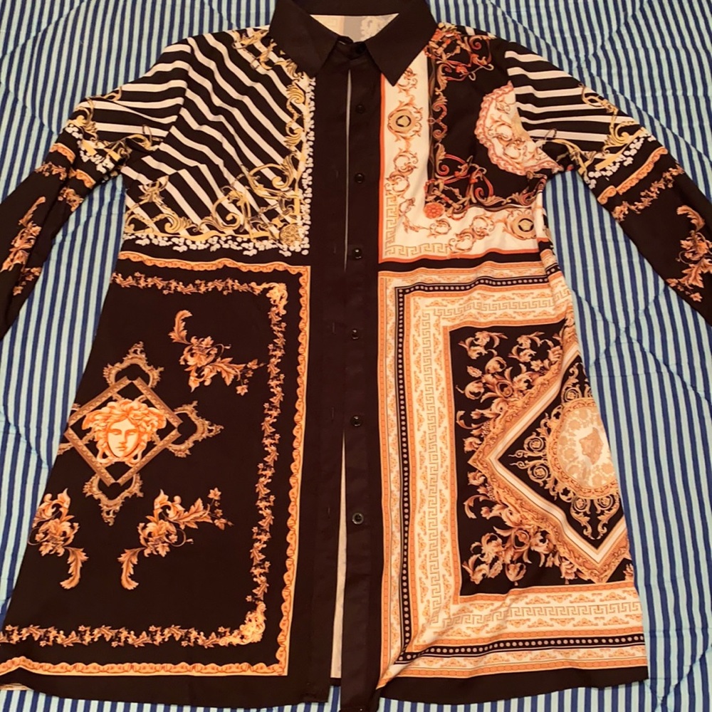 Black & Gold Print Dress